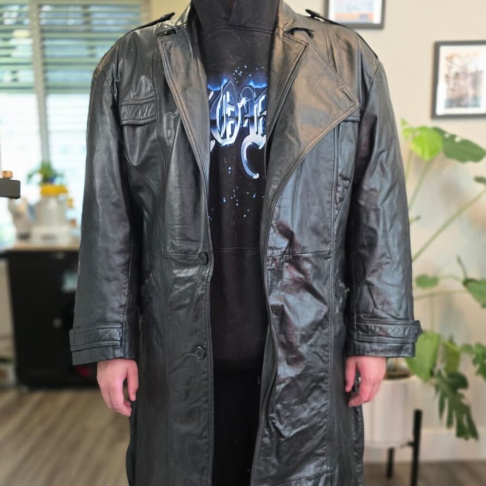 🕶️ Vintage Mirage Genuine Leather Trench Coat‎ - XL 🕶️